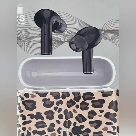 Art + Sound Bluetooth True Wireless Pro EarBuds Leopard Black Playtime mic - Picture 2 of 4